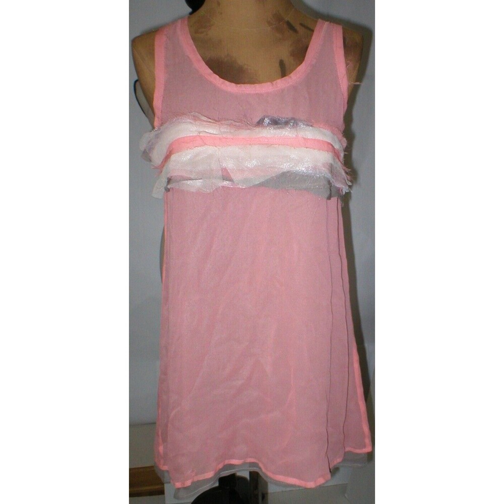 Womens New Designer Patrizia Pepe Top Silk Sleeveless 42 IT 6 Pink Brown Layers
